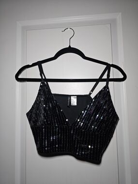 Divided Sequin & Velvet Top